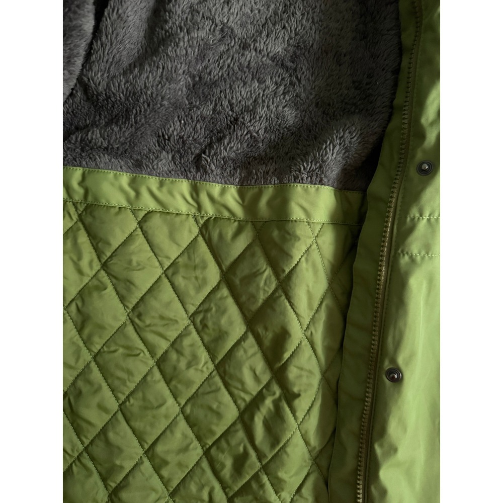 LL Bean Winter Warmer Coat Green Fleece Lined Hooded Parka M Reg 271139 - Picture 10 of 12